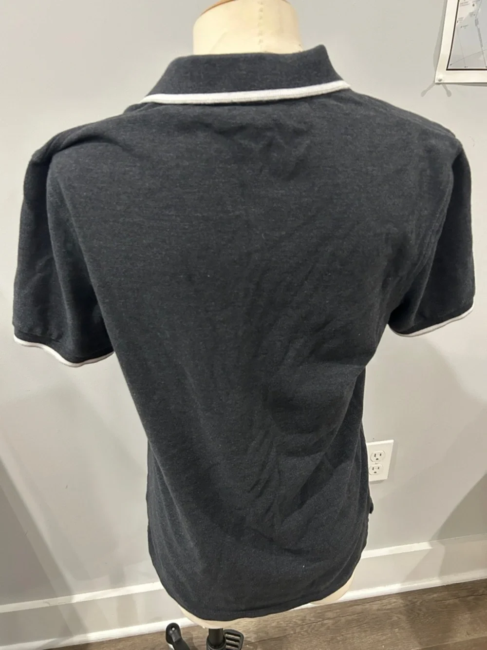 J. Crew Dark Charcoal Polo with White Trim